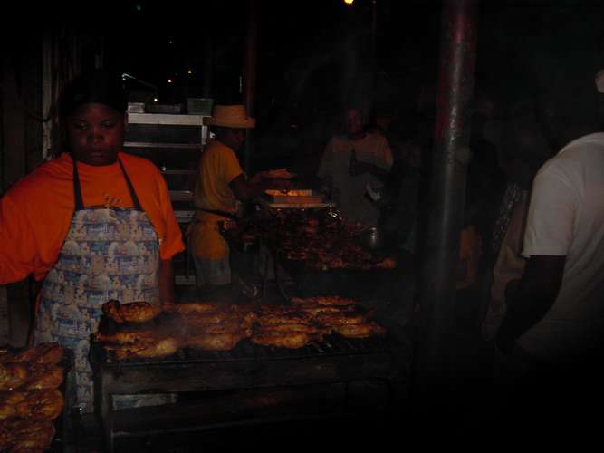 616 In Gros Islet they grill chicken on the street